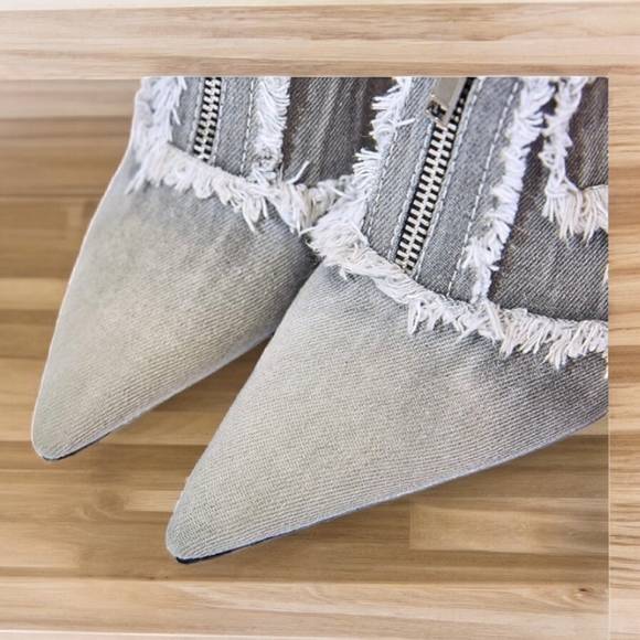 Reitoye Women's Slide Wedge Denim Close Pointed Toe Heels Sandals, 9 - Picture 7 of 16